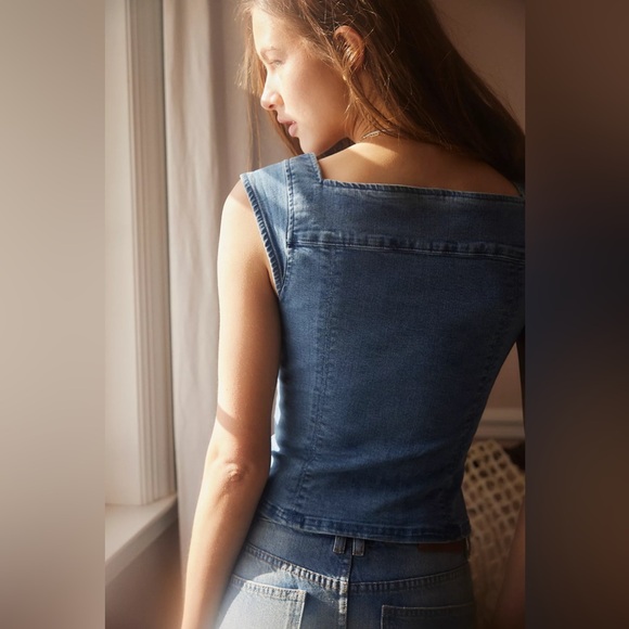 Free People Denim Corset Tank Top in Light Blue - Picture 3 of 3